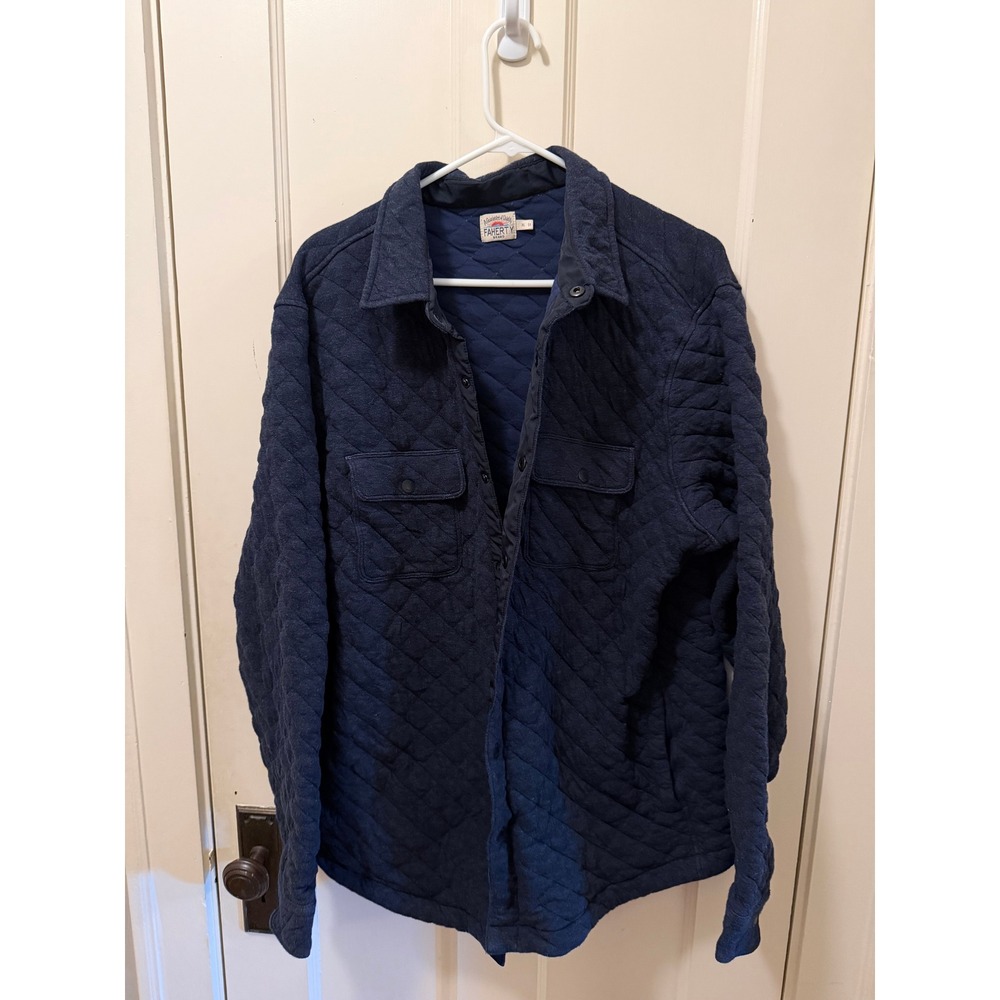 Faherty Brand Atmosphere Quilted Shirt Jacket Navy Blue Mens XL Shacket